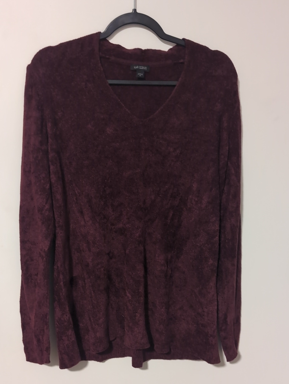 J Jill Day Plush V-Neck Sweater - Burgundy